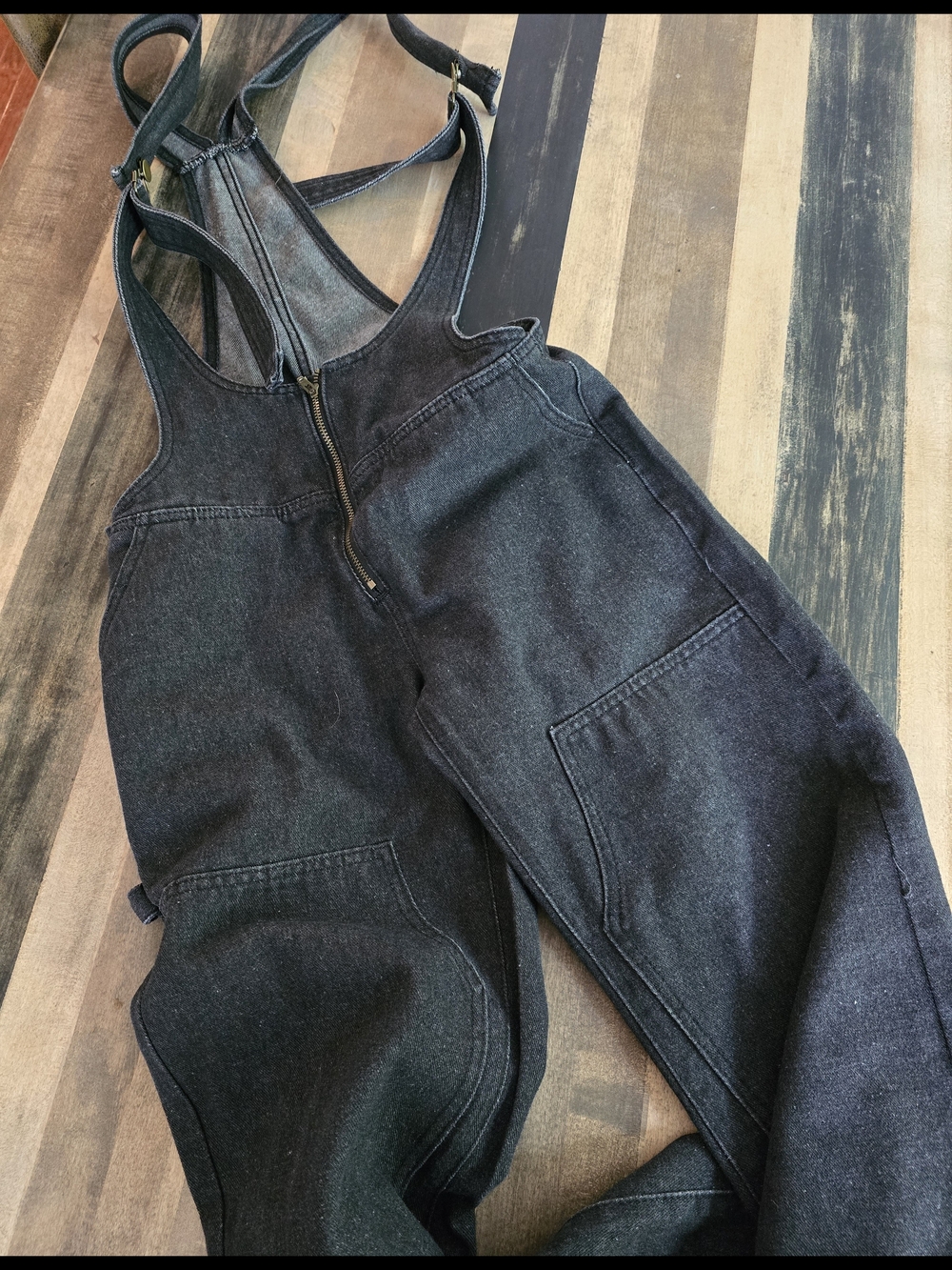 Women's Black Denim Overalls Jumpsuit